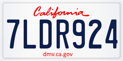 CA license plate 7LDR924