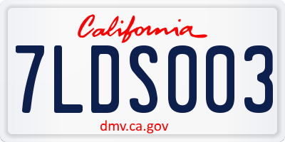 CA license plate 7LDS003