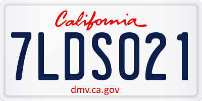 CA license plate 7LDS021