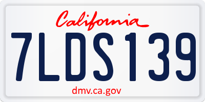 CA license plate 7LDS139