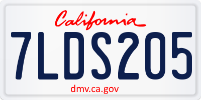 CA license plate 7LDS205
