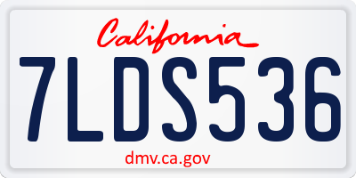 CA license plate 7LDS536