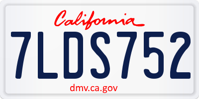 CA license plate 7LDS752