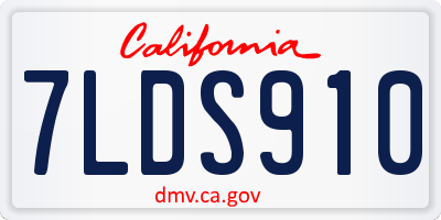 CA license plate 7LDS910