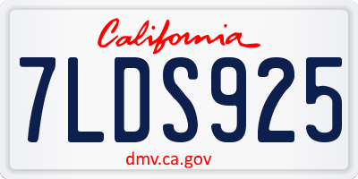 CA license plate 7LDS925