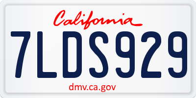 CA license plate 7LDS929
