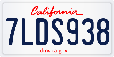 CA license plate 7LDS938