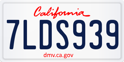 CA license plate 7LDS939