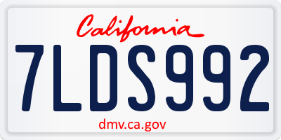 CA license plate 7LDS992