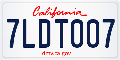 CA license plate 7LDT007