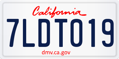 CA license plate 7LDT019