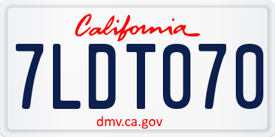 CA license plate 7LDT070