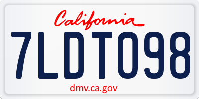 CA license plate 7LDT098