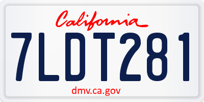 CA license plate 7LDT281