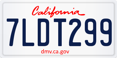 CA license plate 7LDT299