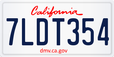 CA license plate 7LDT354