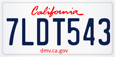 CA license plate 7LDT543
