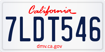 CA license plate 7LDT546