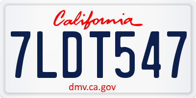 CA license plate 7LDT547