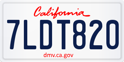CA license plate 7LDT820