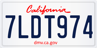 CA license plate 7LDT974