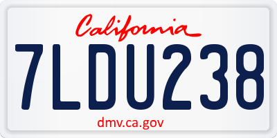CA license plate 7LDU238