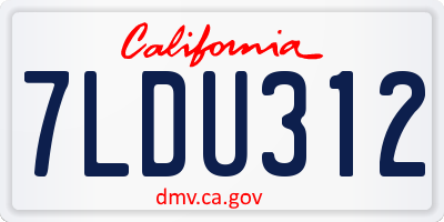 CA license plate 7LDU312