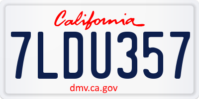 CA license plate 7LDU357
