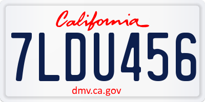 CA license plate 7LDU456