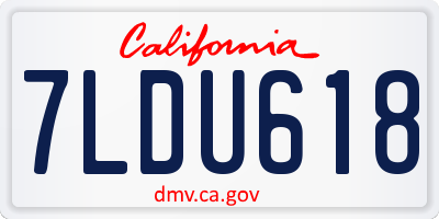 CA license plate 7LDU618