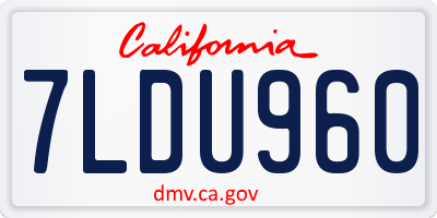 CA license plate 7LDU960