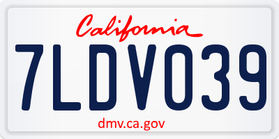 CA license plate 7LDV039