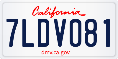 CA license plate 7LDV081