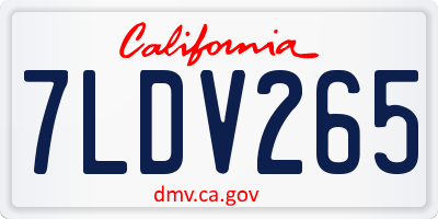 CA license plate 7LDV265