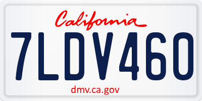 CA license plate 7LDV460