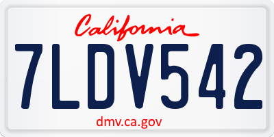 CA license plate 7LDV542
