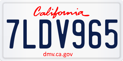 CA license plate 7LDV965