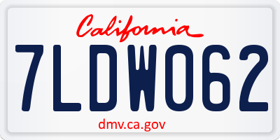 CA license plate 7LDW062