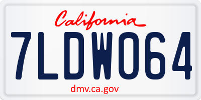 CA license plate 7LDW064
