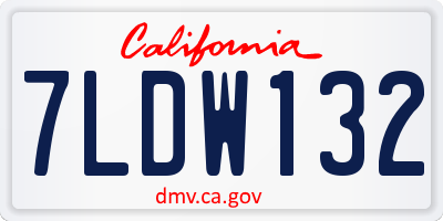 CA license plate 7LDW132