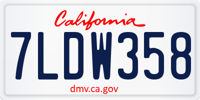 CA license plate 7LDW358