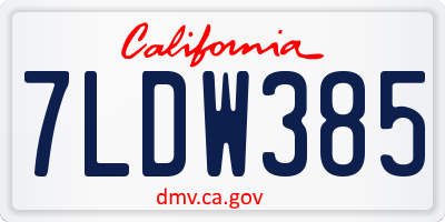 CA license plate 7LDW385