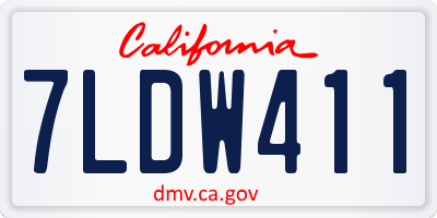 CA license plate 7LDW411