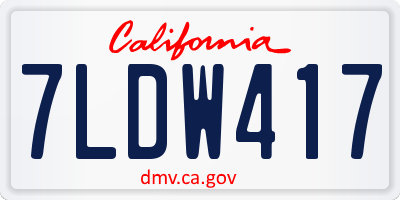 CA license plate 7LDW417