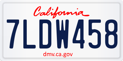 CA license plate 7LDW458