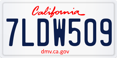 CA license plate 7LDW509