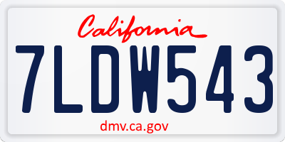 CA license plate 7LDW543