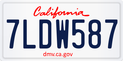 CA license plate 7LDW587