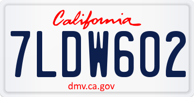 CA license plate 7LDW602