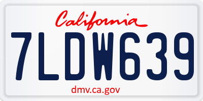 CA license plate 7LDW639